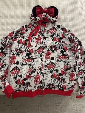 Disney Red, White & Black Minnie Mouse Hooded Zip Sweatshirt